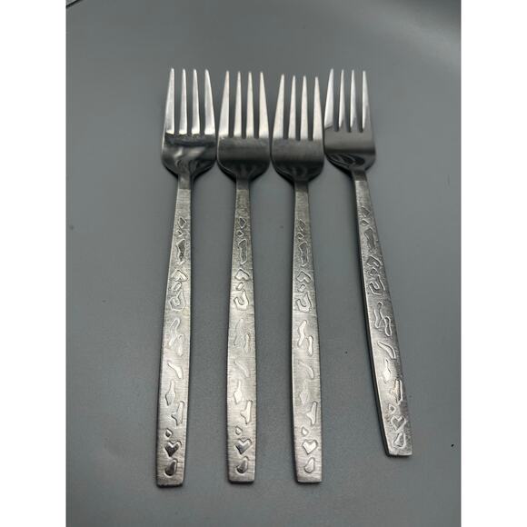 Stanley Robert’s Stainless Malaga Abstract‎ design flatware 4 Dinner Forks - Picture 1 of 4